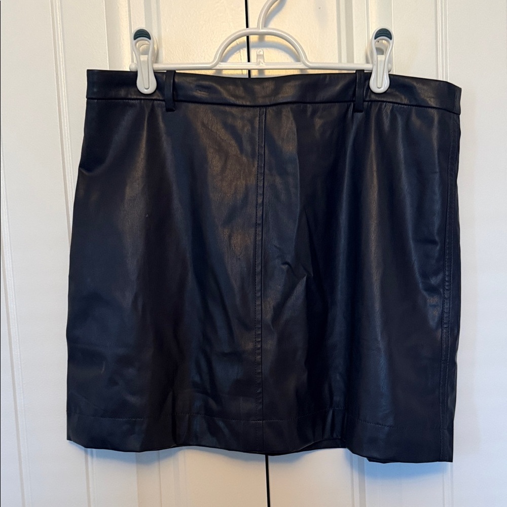 J. Crew Navy Faux Leather Mini Skirt